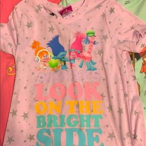 3 size 7/8 Moana, shimmer and shine, and trolls